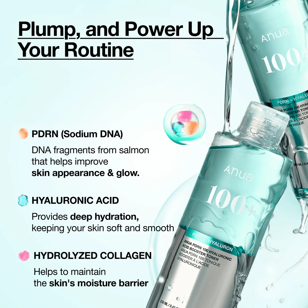 Anua - PDRN 100 Hyaluronic Acid Booster Toner 250 ml - Изoбражение 2